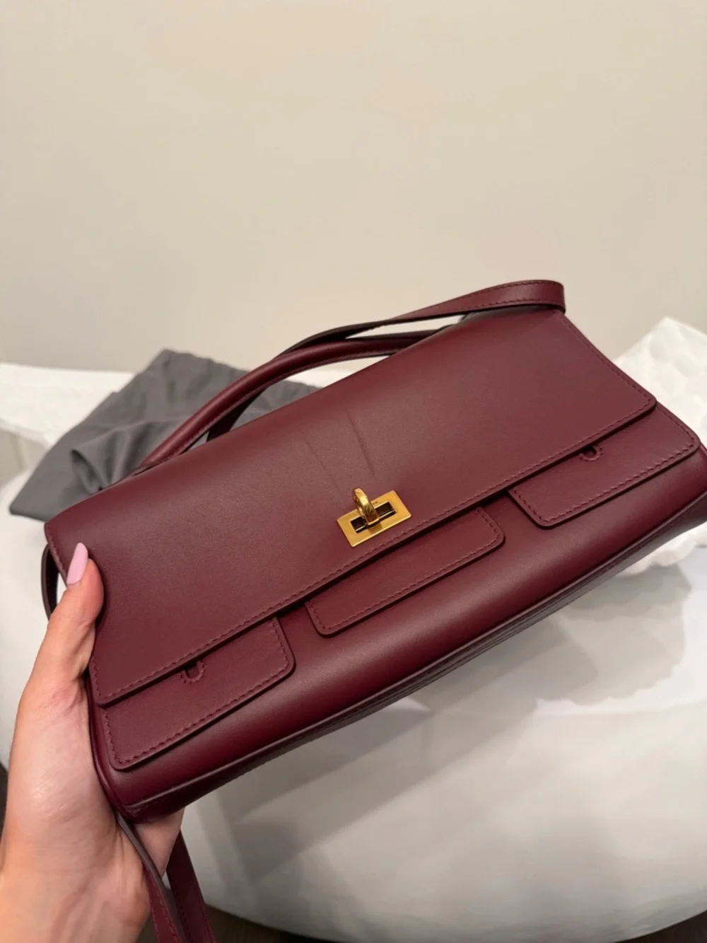 Balenciaga Bel Air Strap Clutch Bag in Burgundy - Picture 3 of 7